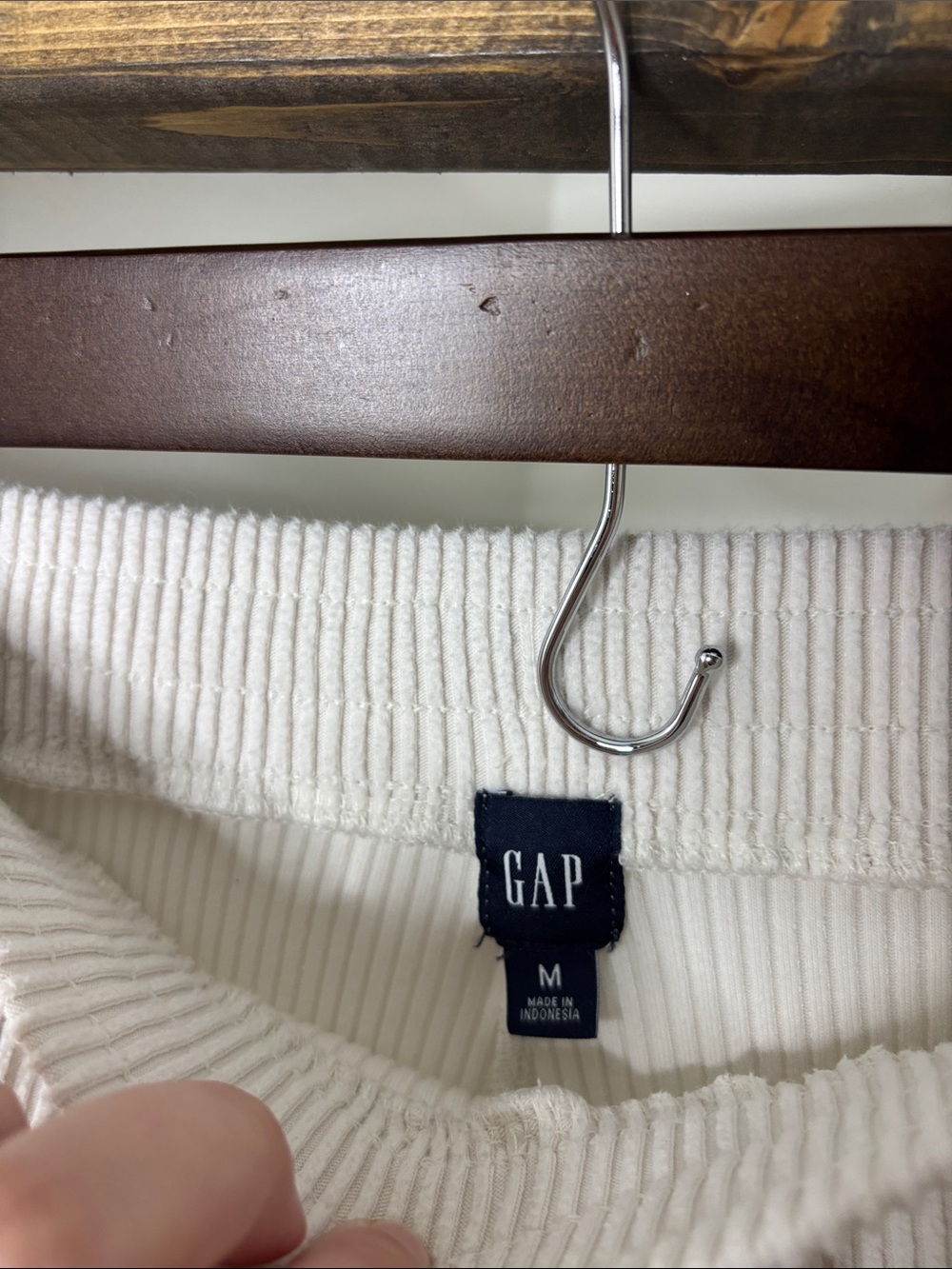 GAP Off-White Ribbed Drawstring Joggers Size M - Picture 4 of 5